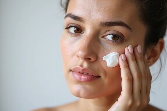 A woman enjoying a moment of self-care with natural beauty products, representing women's skincare.